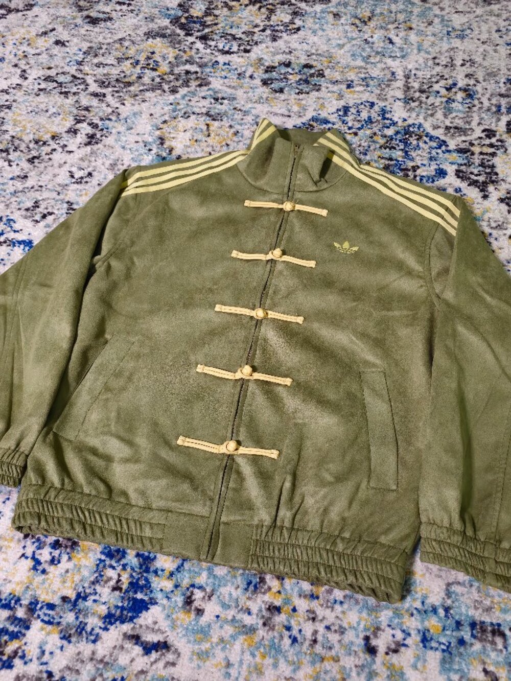 Adidas Three Stripe CNY Suede Track Jacket – Olive Green (M)